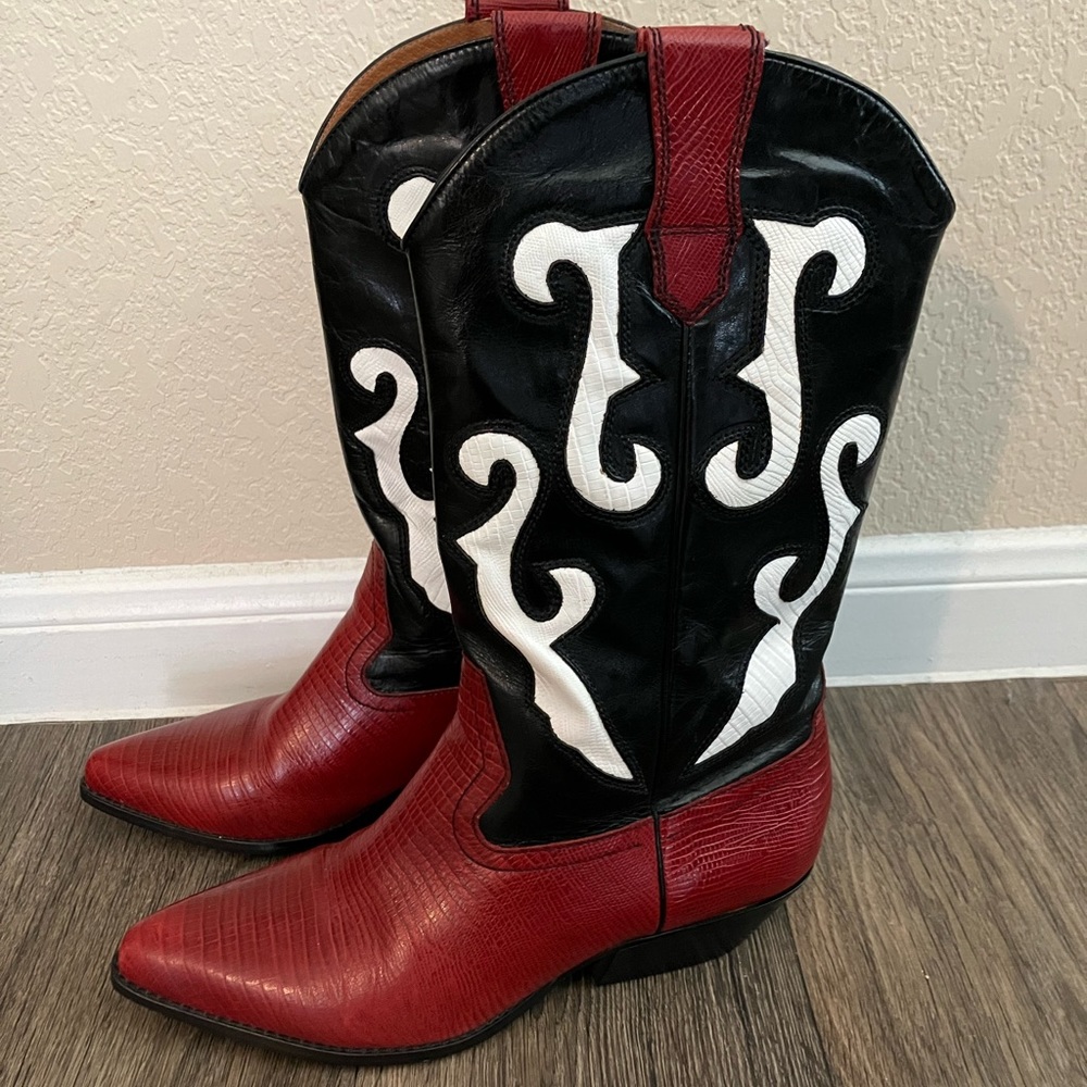 Nine West Leather Cowboy Boots